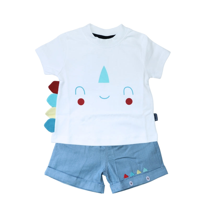 CONJUNTO TOÑO POLO MGC BLANCO + SHORT CELESTE