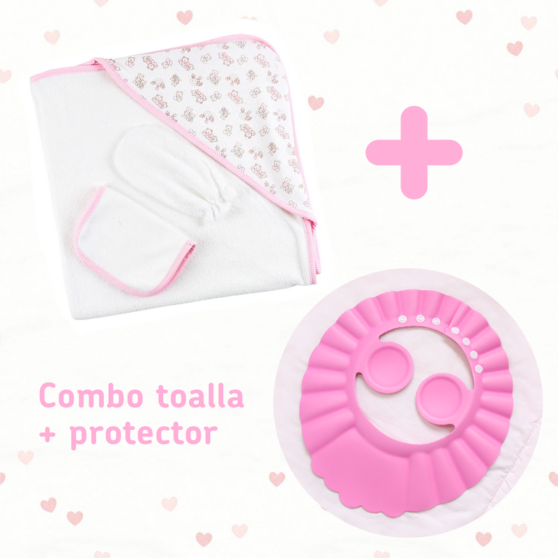 COMBO TOALLA + PROTECTOR FELPA ROSADA NIÑA